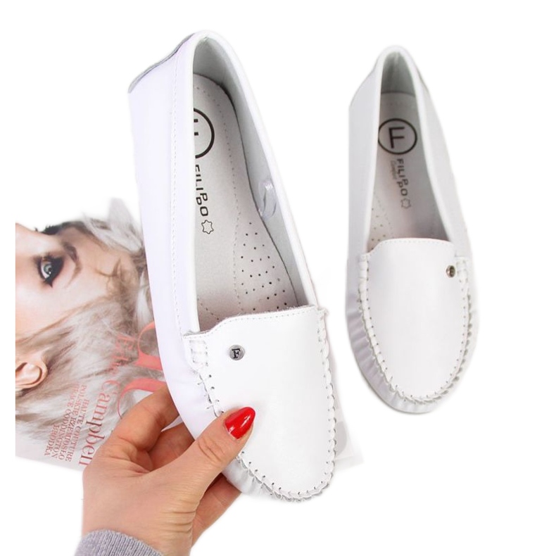 Mocassins en cuir Filippo W PAW201A blanc blanche