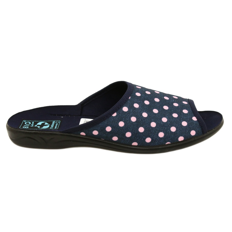 Chaussons femme Adanex Sara à pois 24961 bleu marine rose
