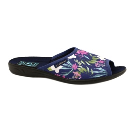 Chaussons femme à fleurs Adanex Sara SAK1 27272 bleu marine bleu rose vert