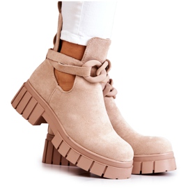 FB2 Bottines En Daim Avec Une Coupe Beige Kirsten