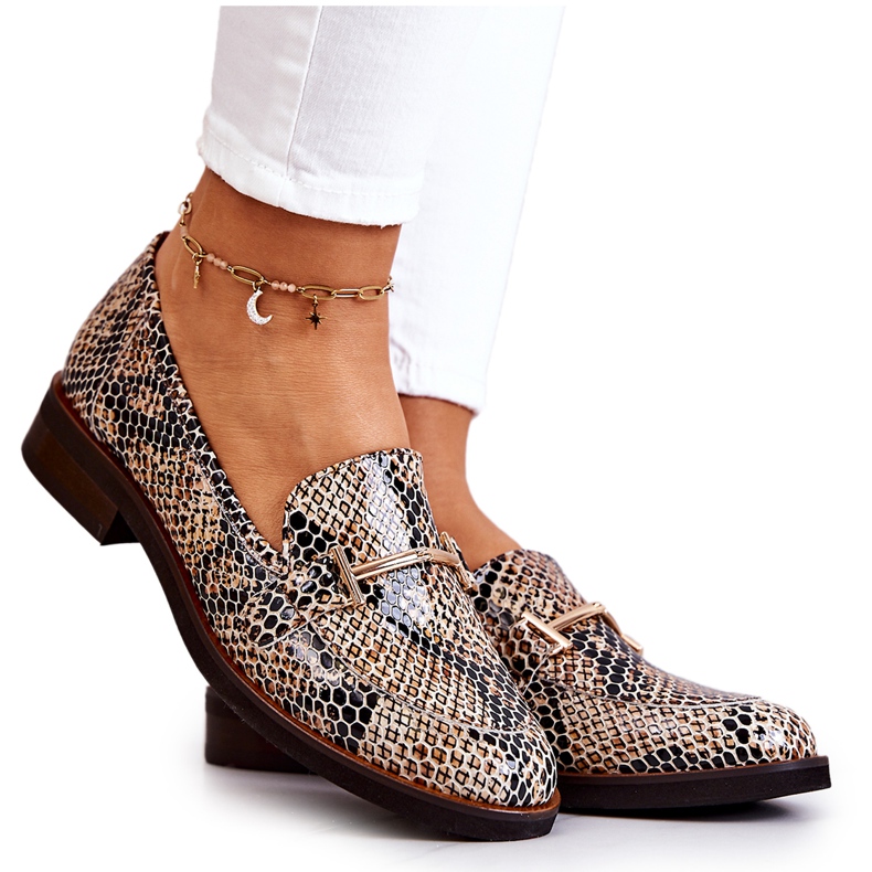 Mocassin Femme Laura Messi 2307 Beige-Noir le noir