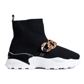 TRENDI Baskets à enfiler avec chaîne noir