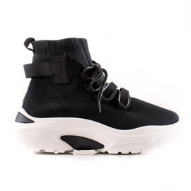 TRENDI Baskets à enfiler avec une chaussette le noir