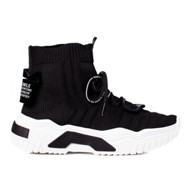 TRENDI Baskets de mode avec une chaussette le noir