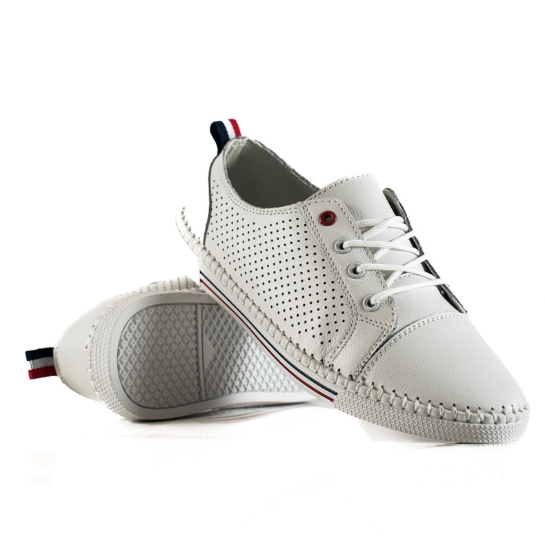 Goodin Baskets en cuir ajouré blanche