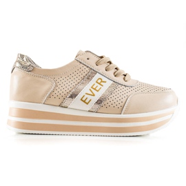Goodin Baskets en cuir sur la plate-forme beige