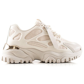 TRENDI Baskets avec empiècements en daim beige