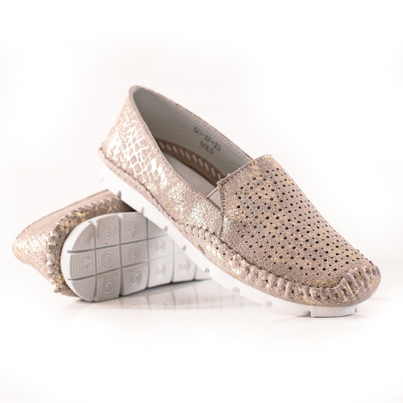 Goodin Mocassins en Cuir Doré beige d'or Goodin Mocassins en Cuir Doré beige d'or