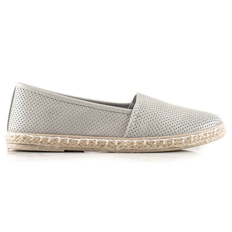 TRENDI Espadrilles confortables en cuir écologique gris