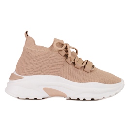 TRENDI Baskets attachées sur la plate-forme beige TRENDI Baskets attachées sur la plate-forme beige
