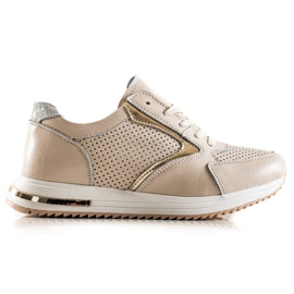 Goodin Baskets en cuir décontractées beige