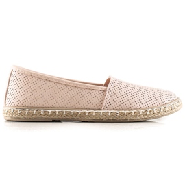 TRENDI Espadrilles confortables en cuir écologique rose TRENDI Espadrilles confortables en cuir écologique rose