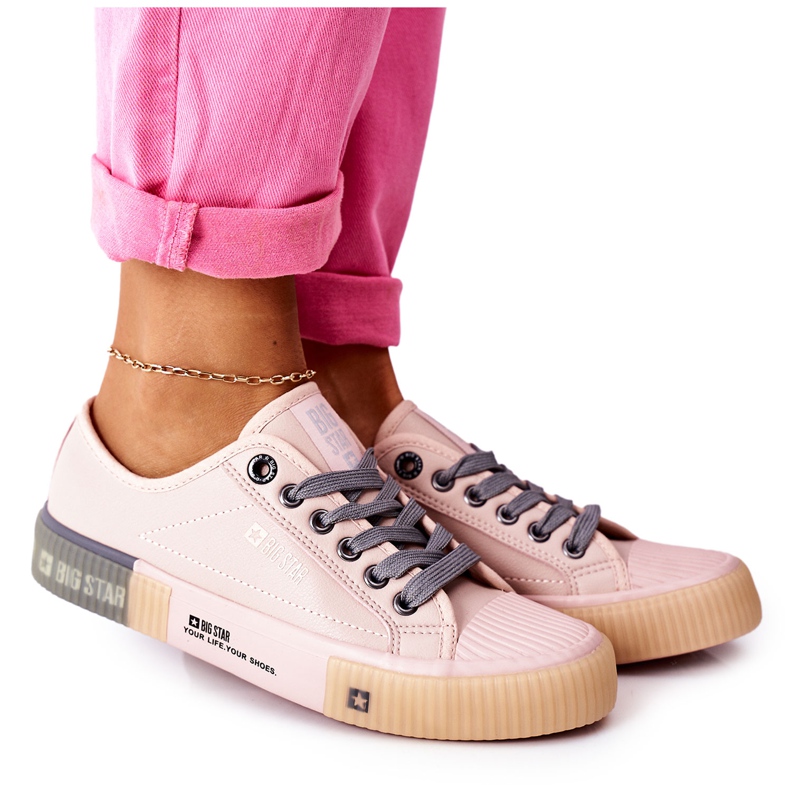 Baskets en cuir pour femmes Big Star II274133 Rose