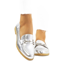 Mocassins argentés à talon plat Aniria