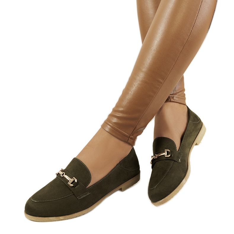 Mocassins à talon plat Aniria vert kaki
