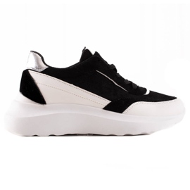 TRENDI Baskets NOIR ET BLANC à la mode argent