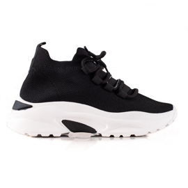 TRENDI Baskets attachées sur la plate-forme le noir