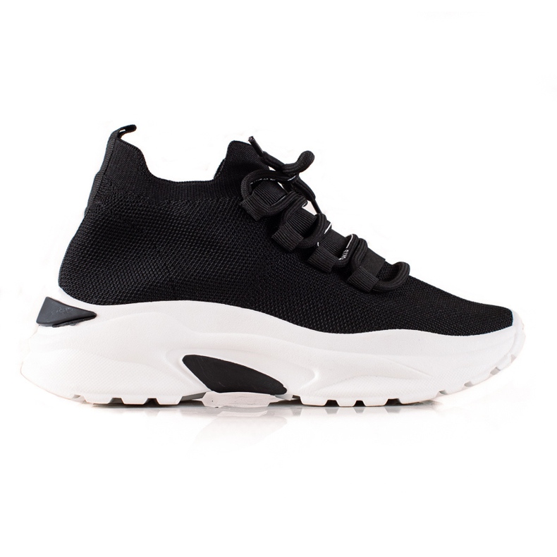 TRENDI Baskets attachées sur la plate-forme le noir