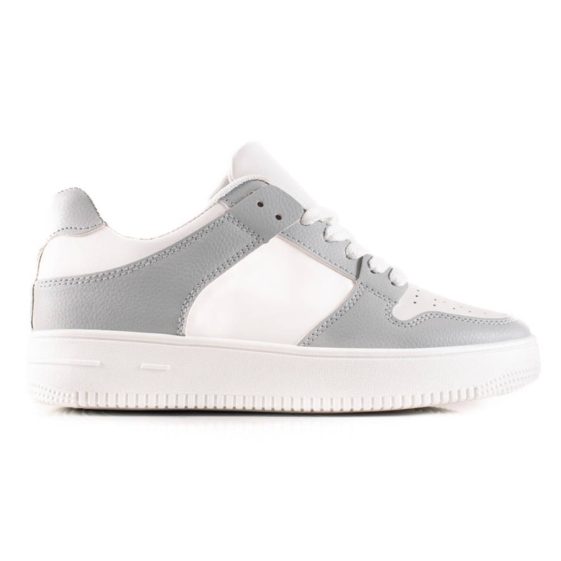 TRENDI Chaussures de sport en cuir écologique blanche gris