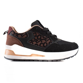 TRENDI Baskets élégantes sur la plate-forme brun noir