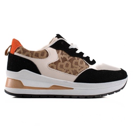 TRENDI Baskets élégantes sur la plate-forme beige brun noir