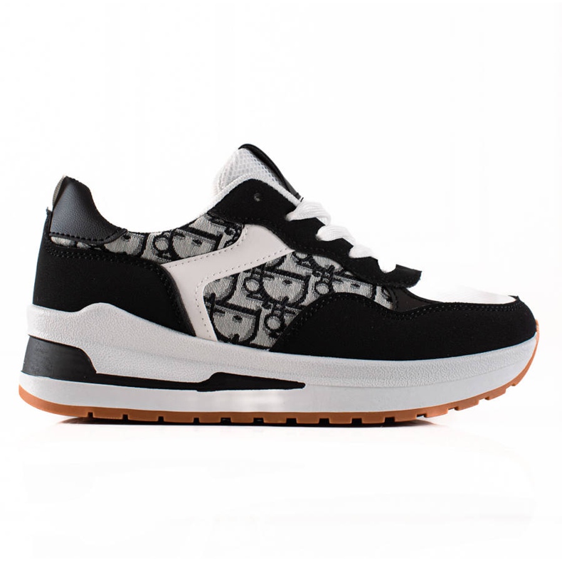 TRENDI Baskets attachées sur la plate-forme blanche le noir