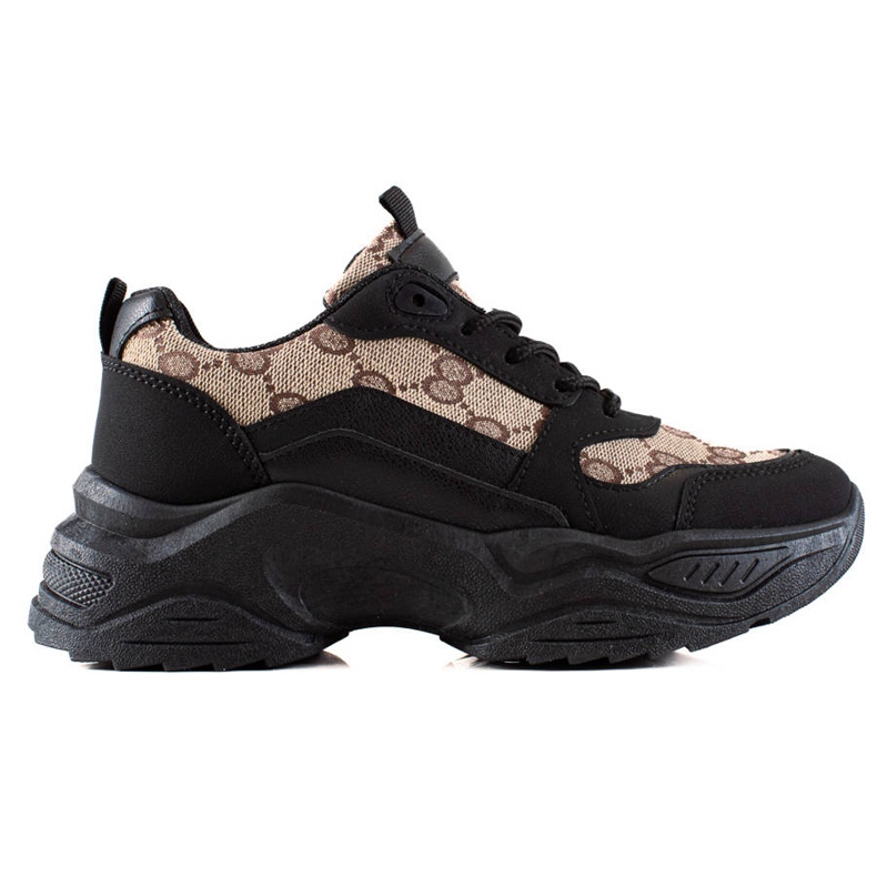 Seastar Baskets noires à motifs beige brun le noir