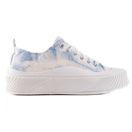 Seastar Baskets à la mode sur une large plateforme blanc bleu