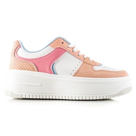 TRENDI Baskets colorées à la mode beige blanche bleu rose