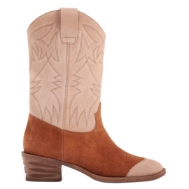 Marco Shoes Santiags en daim brodé 2205B-813-096-1 beige brun