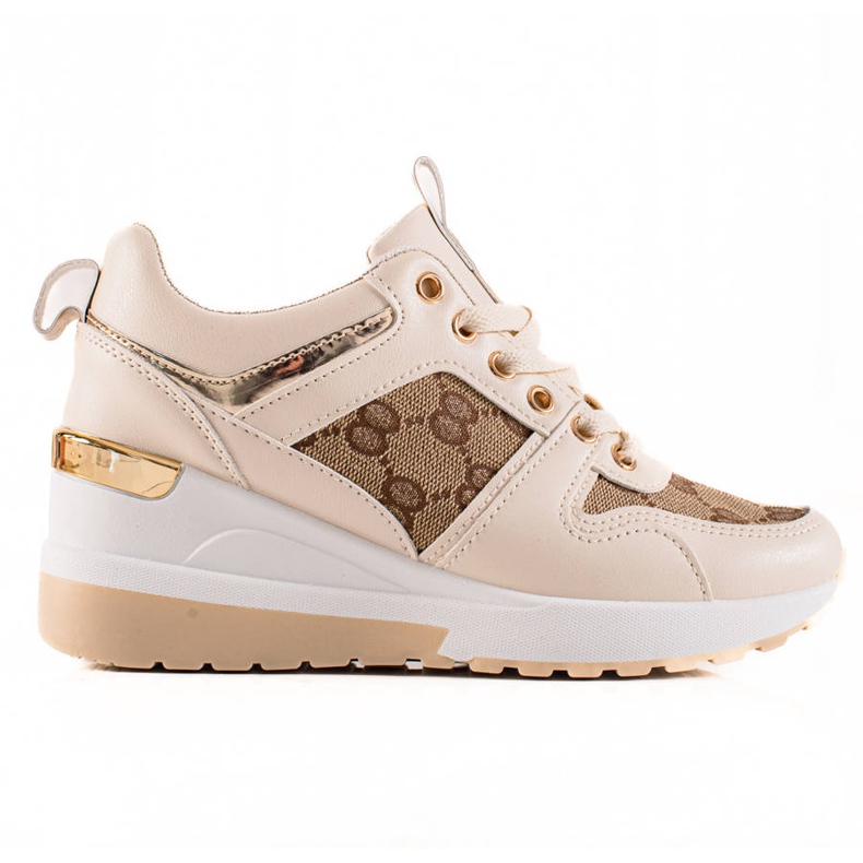 TRENDI Mode Baskets Sur Wedge beige brun TRENDI Mode Baskets Sur Wedge beige brun