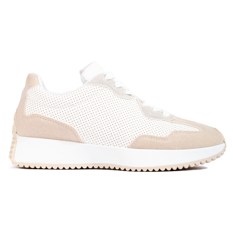 TRENDI Chaussures de sport décontractées sur la plate-forme beige blanche gris