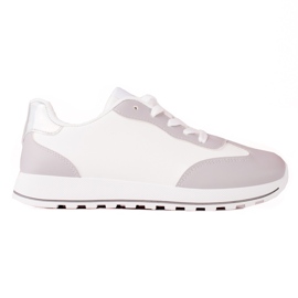 TRENDI Chaussures de sport classiques en cuir écologique blanc gris