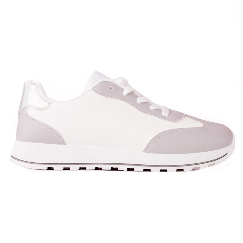 TRENDI Chaussures de sport classiques en cuir écologique blanche gris
