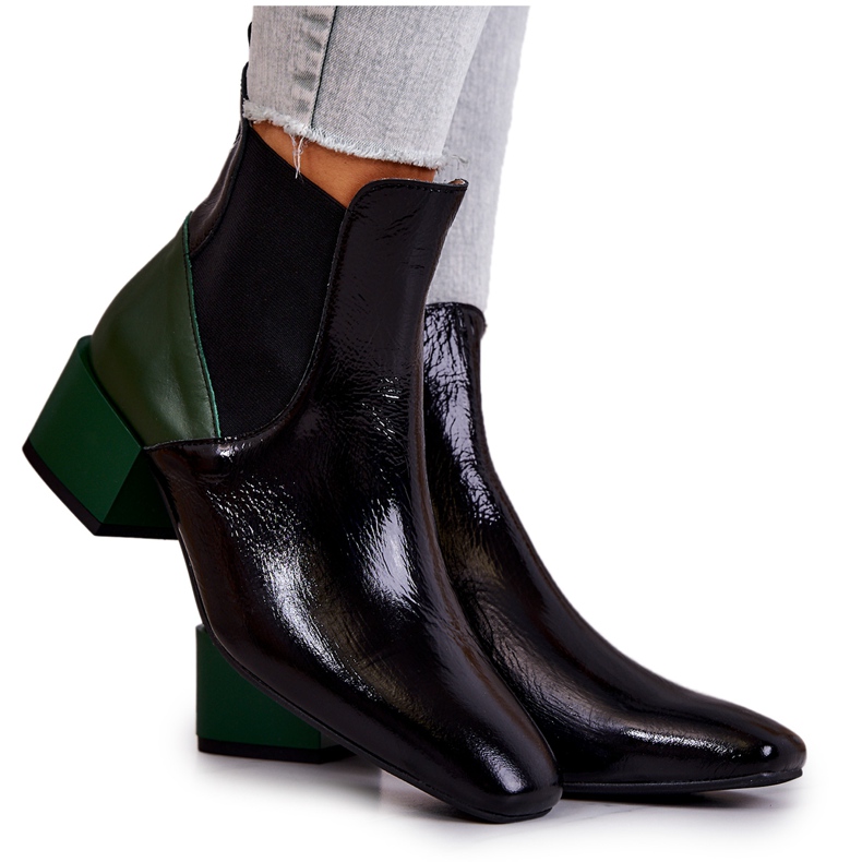 PA2 Bottes en cuir sur un poteau Kailey noir et vert le noir