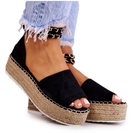 FB2 Sandales Espadrilles Sur La Plateforme Jeannie Noire