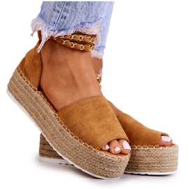 FB2 Sandales Espadrilles Sur La Plateforme Camel Jeannie brun jaune