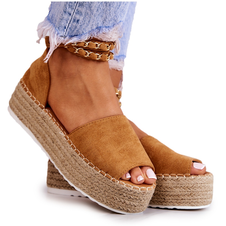 FB2 Sandales Espadrilles Sur La Plateforme Camel Jeannie brun jaune