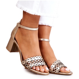 Lewski Shoes Sandales Cuir Ajourées Lewski 2869/2 Doré d'or