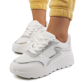 Baskets blanches Basemat femme argent