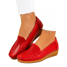 Mocassins rouges sur le talon compensé Dalal