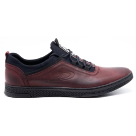 Polbut Chaussures casual cuir homme K24 grain bordeaux rouge Polbut Chaussures casual cuir homme K24 grain bordeaux rouge
