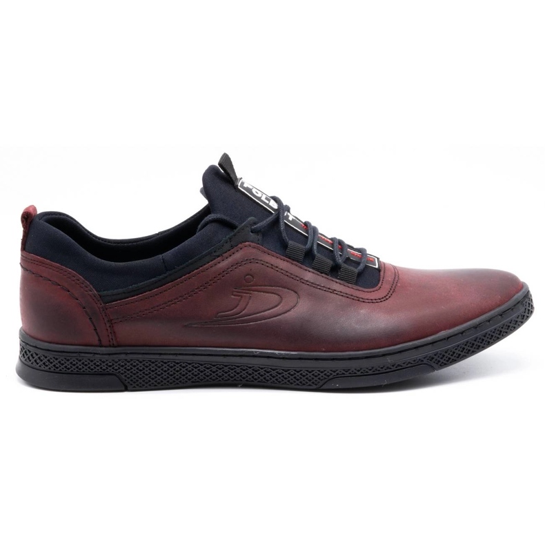 Polbut Chaussures casual cuir homme K24 grain bordeaux rouge