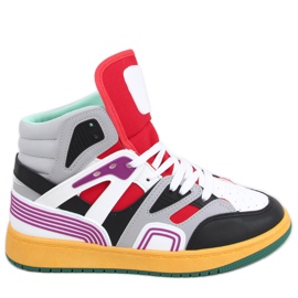 Baskets montantes Pall Gris Vert blanc noir rouge multicolore