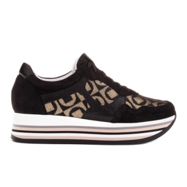 Marco Shoes Baskets à semelle épaisse en daim naturel 2228P-1285-041-001-1 noir