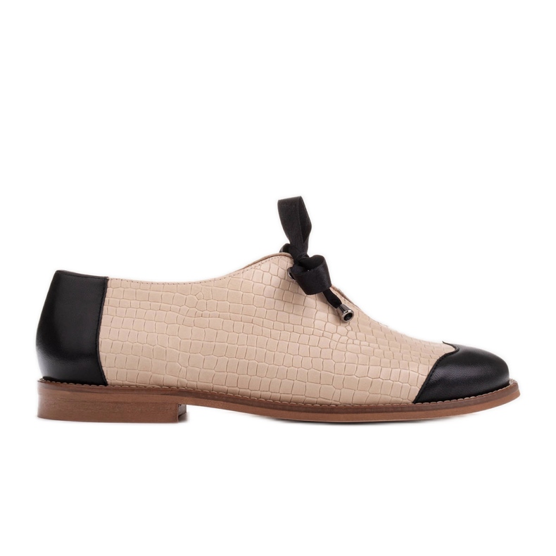 Marco Shoes Chaussures de jazz à lacets en cuir gaufré 2225P-1284-001-1 beige