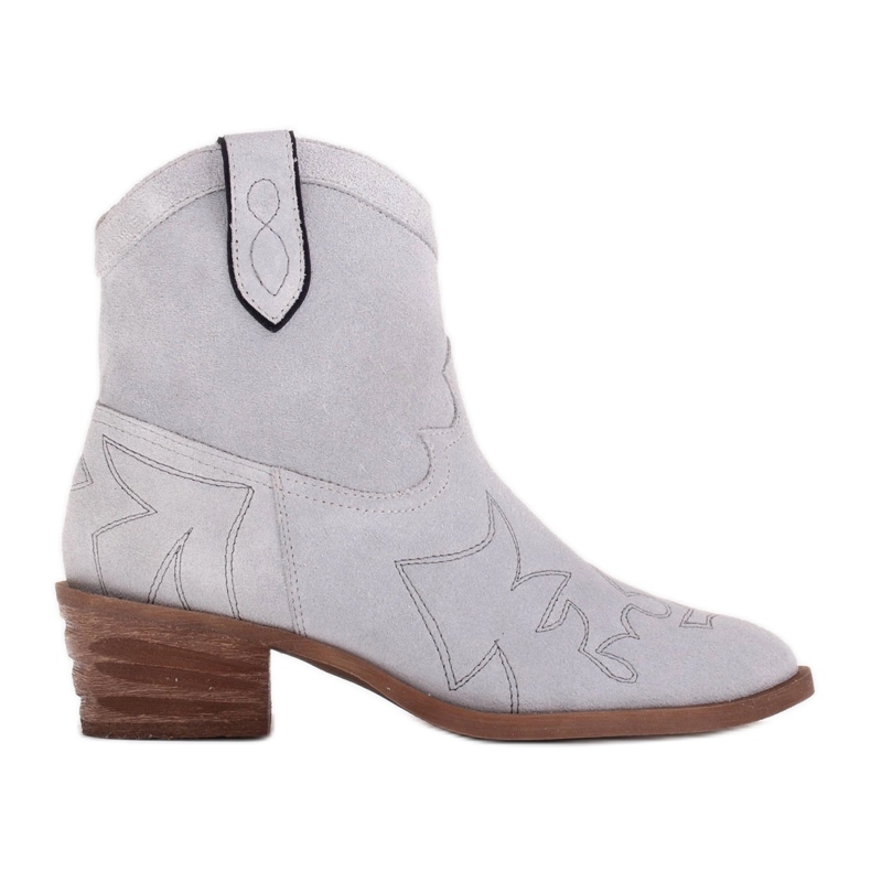 Marco Shoes Santiags en daim avec coutures décoratives 2188B-1281-045-1 bleu gris