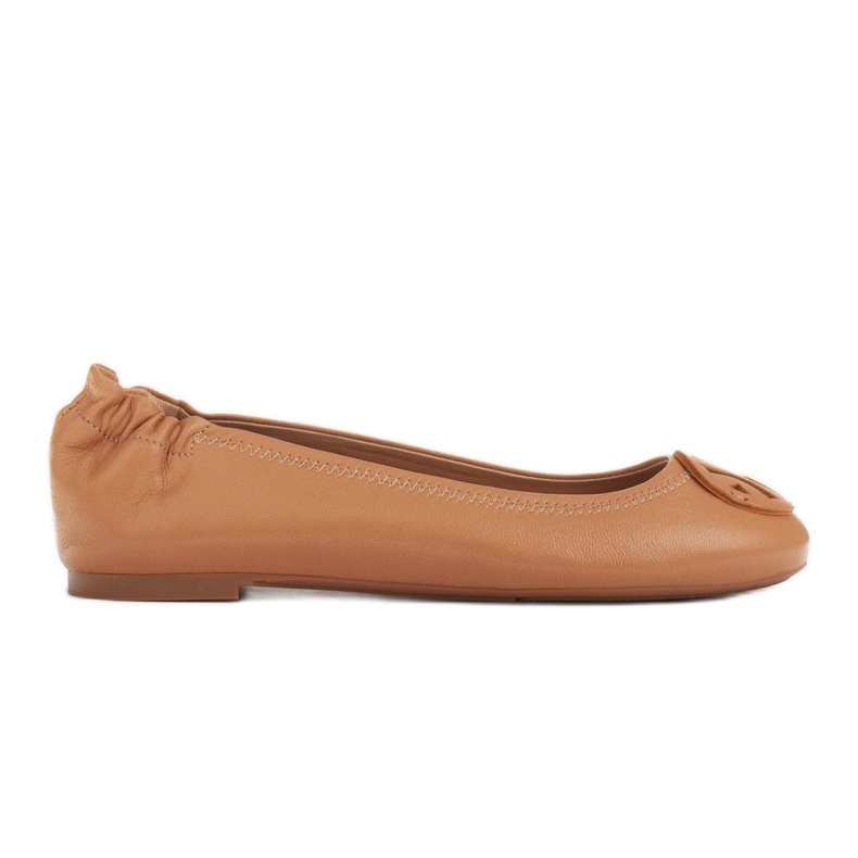 Marco Shoes Ballerines avec une décoration en cuir plat brun
