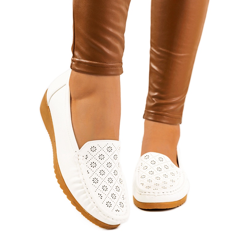 Wendy's mocassins blancs à talons compensés blanche