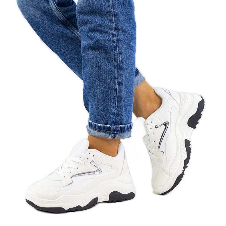 Baskets blanches brillantes Badillo argent